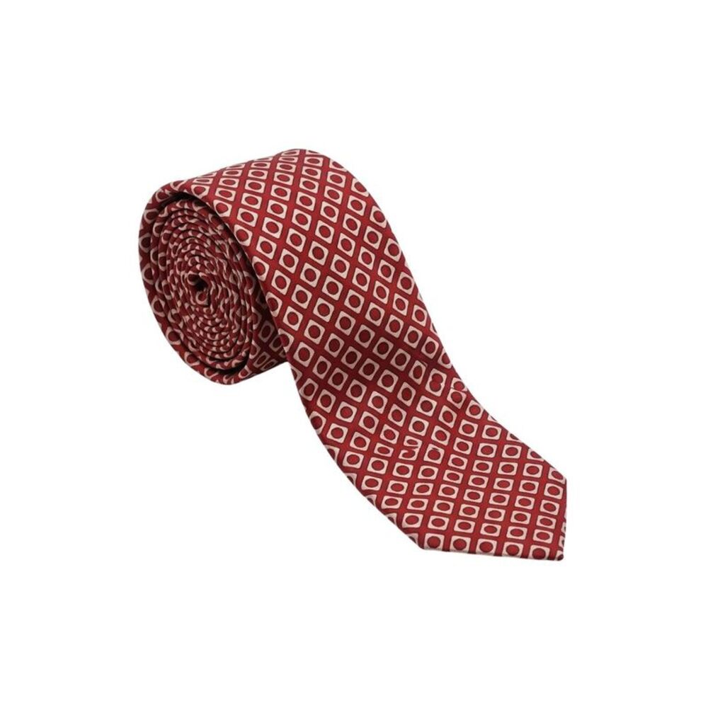 Armani Collezioni Mens Red / Beige Diamond Geometric Neck Tie